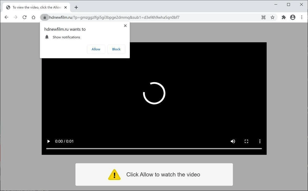 Image: Chrome browser is redirected to Hdnewfilm.ru