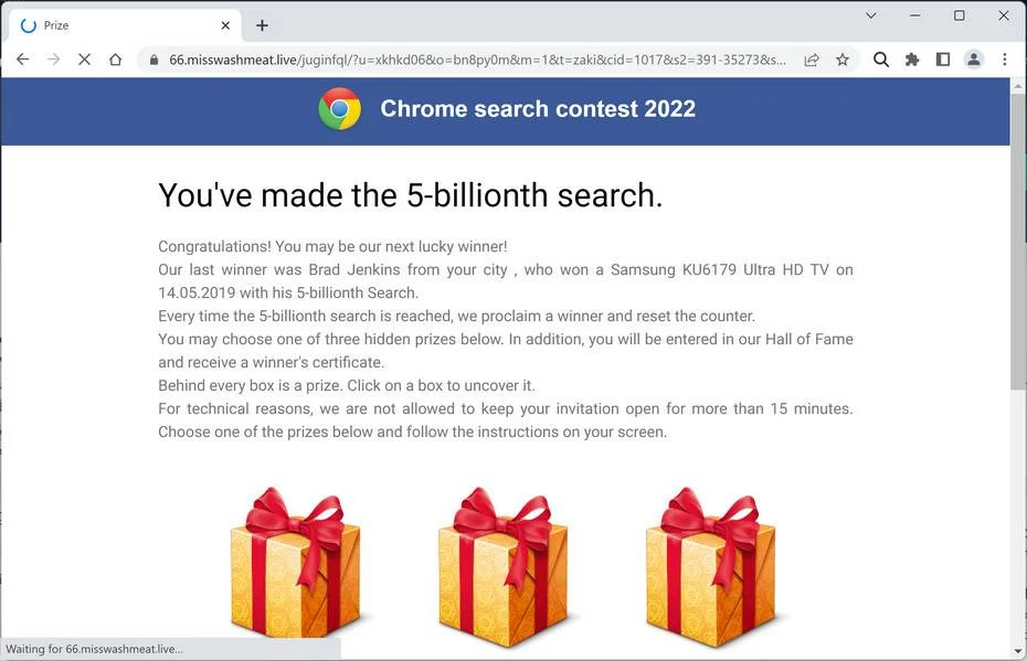 Remove Misswashmeat.live Pop-up Ads (Virus Removal Guide) 1 Image: Chrome browser is redirected to Misswashmeat.live