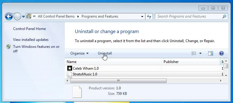 Uninstall StratoMusic from Windows