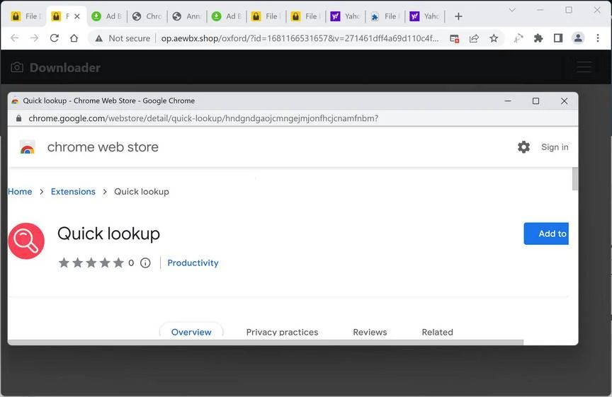 Image: Quick Lookup Chrome Extension