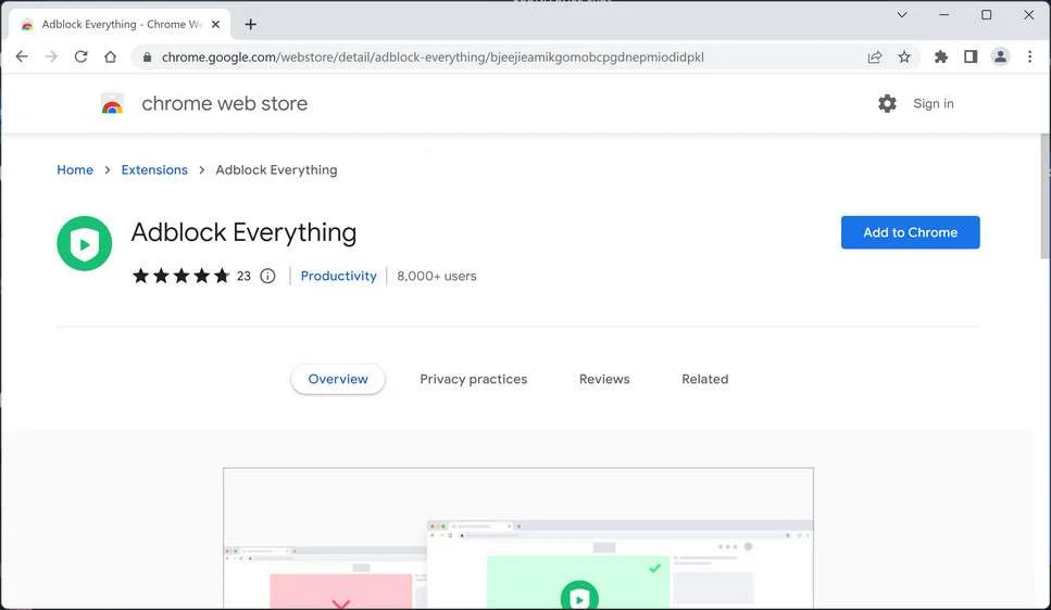 Image: Adblock Everything Chrome Extension