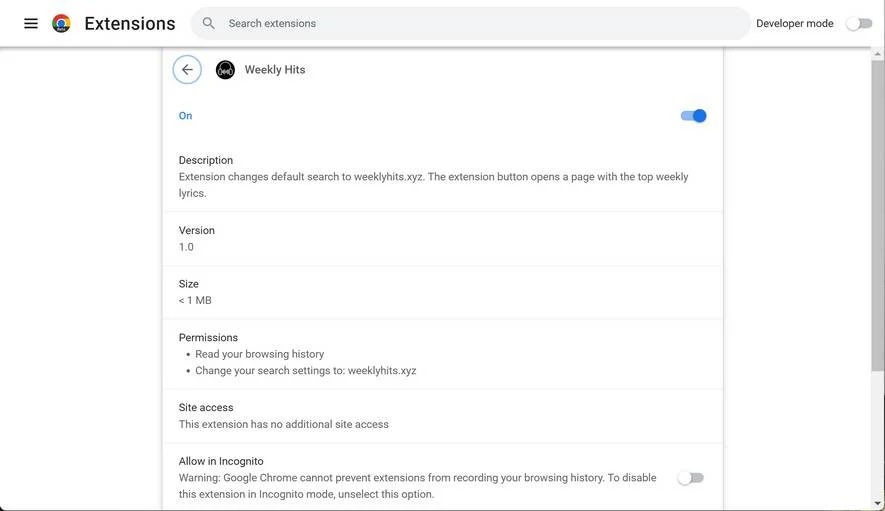 Image: Weekly Hits Chrome Extension