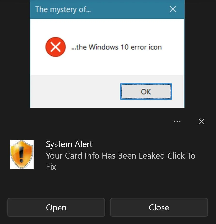 Image: Mystery Of The Windows 10 Error Icon Fake Alerts