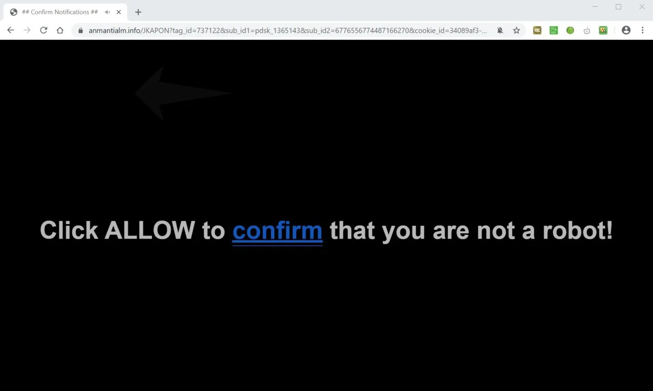 How to remove Anmantialm.info pop-up ads (Virus Removal Guide) 1 Image: Chrome browser is redirected to Anmantialm.info