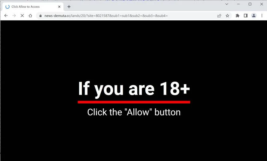 Image: If You Are 18+ Click The Allow Button Scam