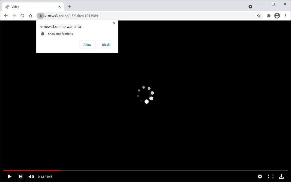 Remove V-news3.online pop-up ads (Virus Removal Guide) 1 Image: Chrome browser is redirected to V-news3.online