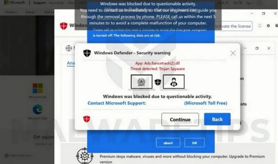 Remove "Access to this PC has been blocked for due to illegal activities" Scam 1 Image: Access to this PC has been blocked for due to illegal activities - Tech Support Scam