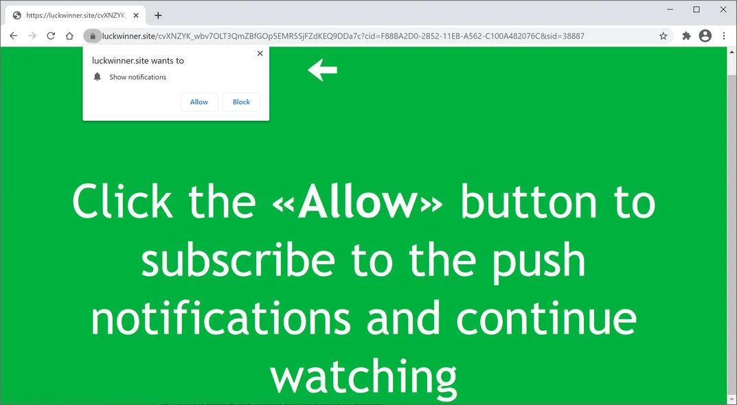Remove Luckwinner.site pop-up ads (Virus Removal Guide) 1 Image: Chrome browser is redirected to Luckwinner.site