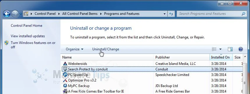 [Image: Uninstall FreeRide Games Toolbar from Windows]