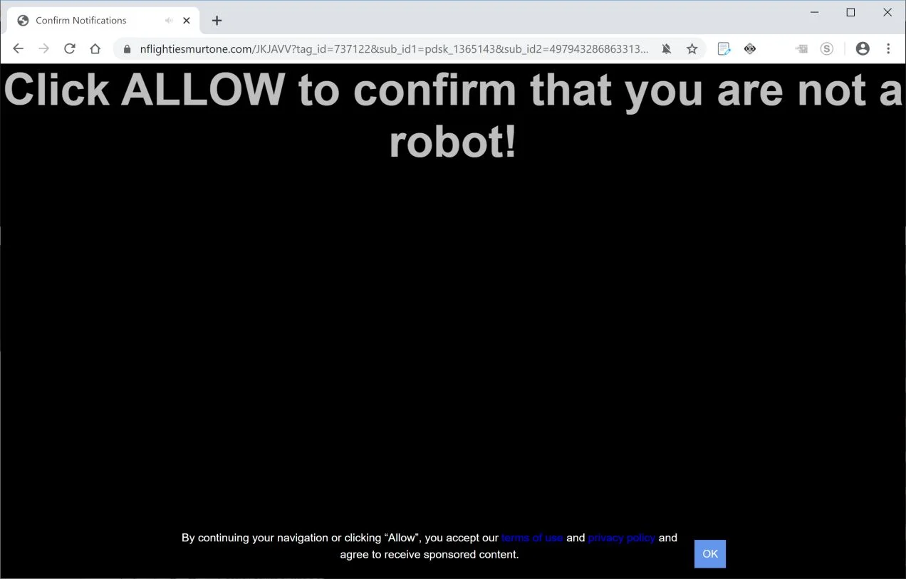 How to remove Nflightiesmurtone.com pop-up ads (Virus Removal Guide) 1 Image: Chrome browser is redirected to Nflightiesmurtone.com