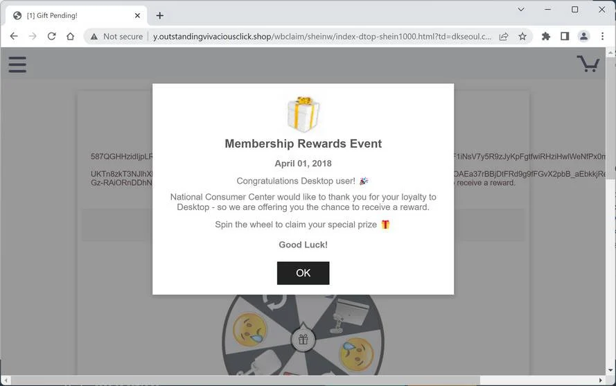 Screenshot of Outstandingvivaciousclick.shop Fake Survey