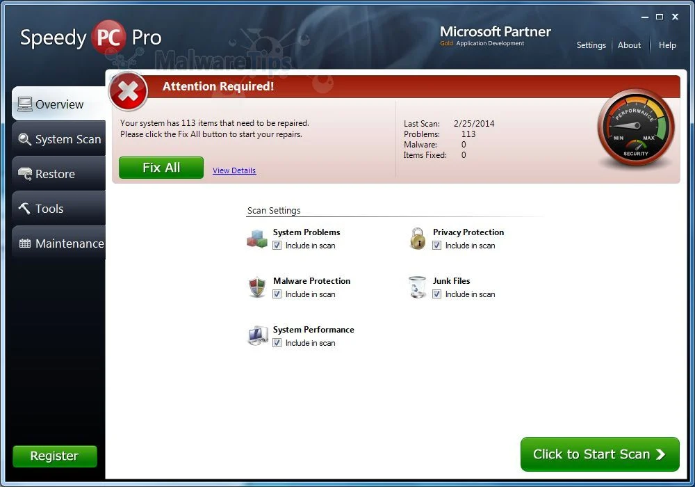 Picture of Speedy PC Pro malware