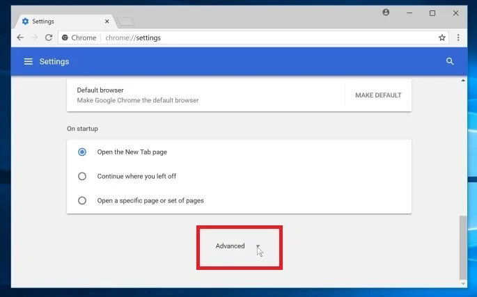 Click on the Advanced button Click on the Advanced button - Google Chrome Help