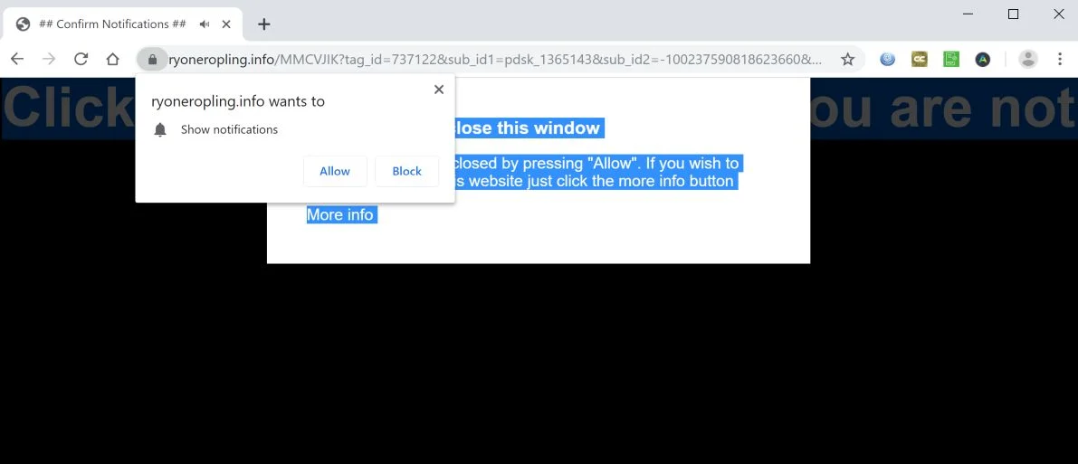 How to remove Ryoneropling.info pop-up ads (Virus Removal Guide) 1 Image: Chrome browser is redirected to Ryoneropling.info