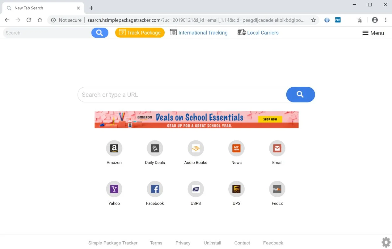 How to remove Simple Package Tracker redirect (Virus Removal Guide) 1 Image: Google Chrome is redirected to Simple Package Tracker New Tab