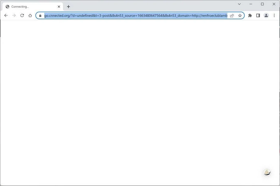 Image: Chrome browser is redirected to Go.cnnected.org