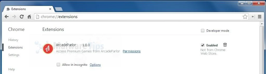 [Image: Arcade Parlor Chrome extensions]