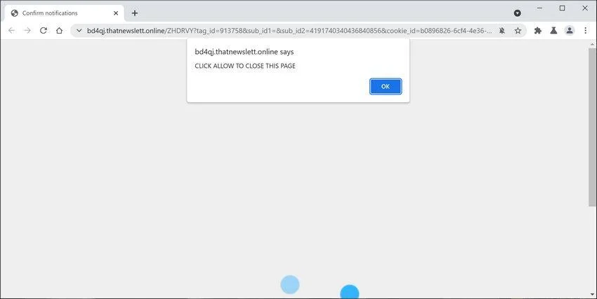 Image: Chrome browser is redirected to Thatnewslett.online