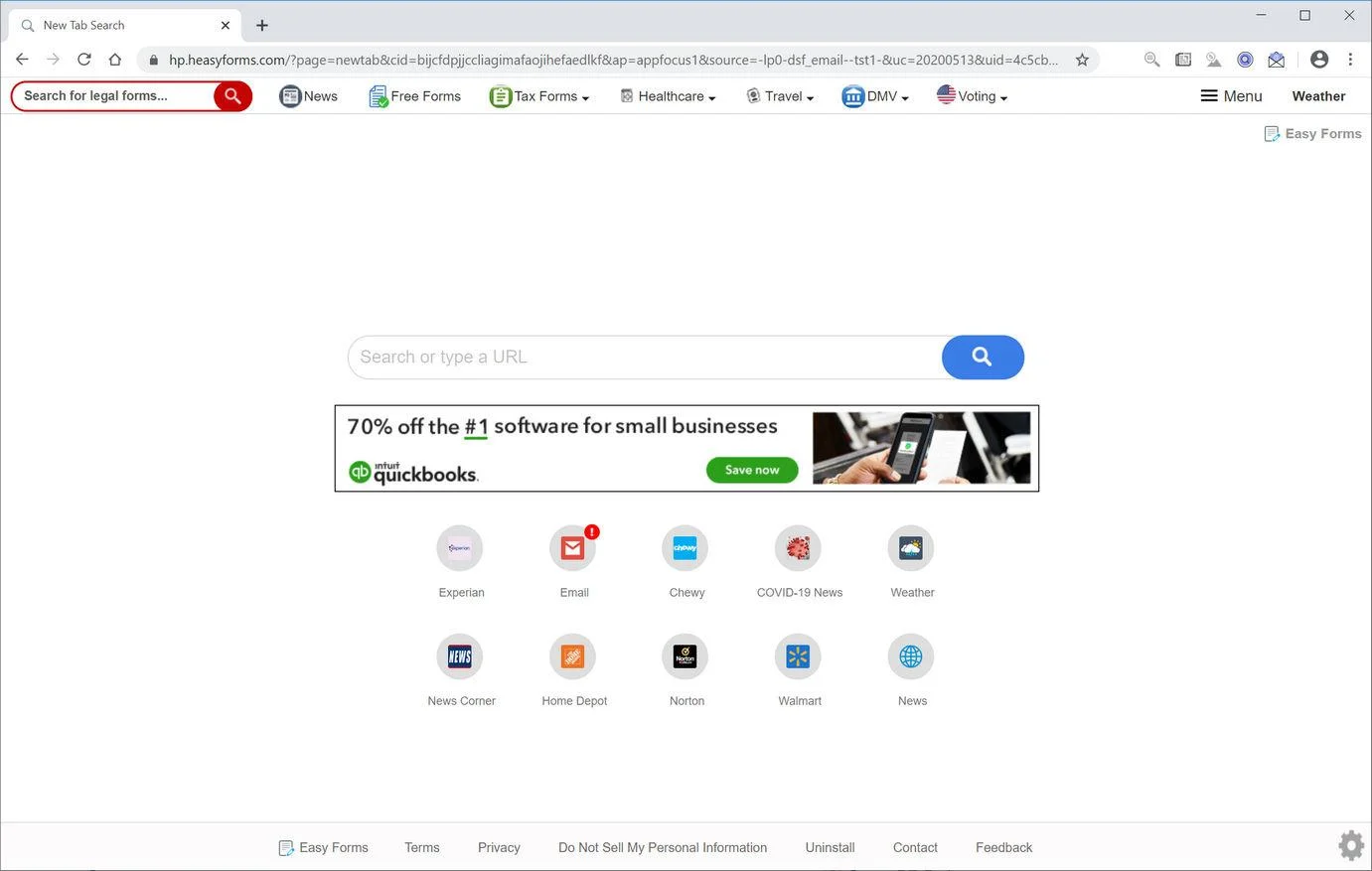Remove Search.heasyforms.com redirect (Virus Removal Guide) 1 Image: Chrome browser is redirected to Search.heasyforms.com