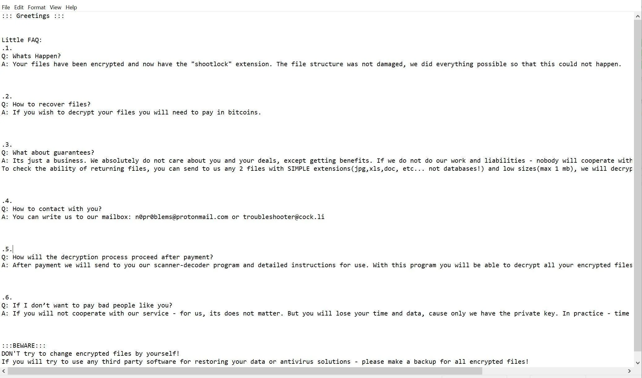 Image: Shootlock ransomware