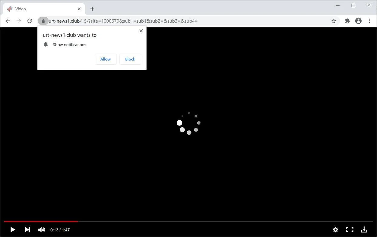 Remove Urt-news1.club pop-up ads (Virus Removal Guide) 1 Image: Chrome browser is redirected to Urt-news1.club