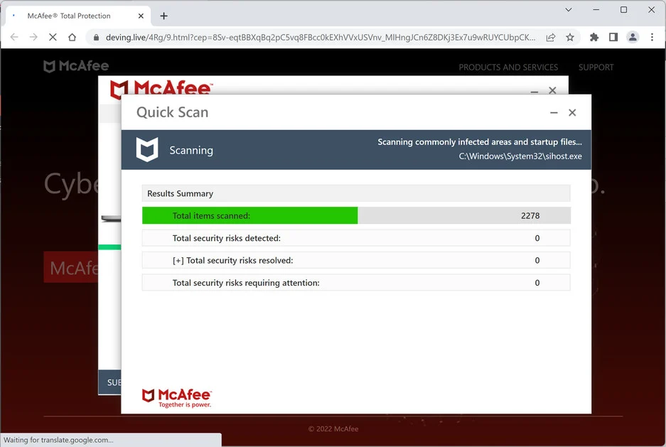Image: Chrome browser is redirected to Deving.live
