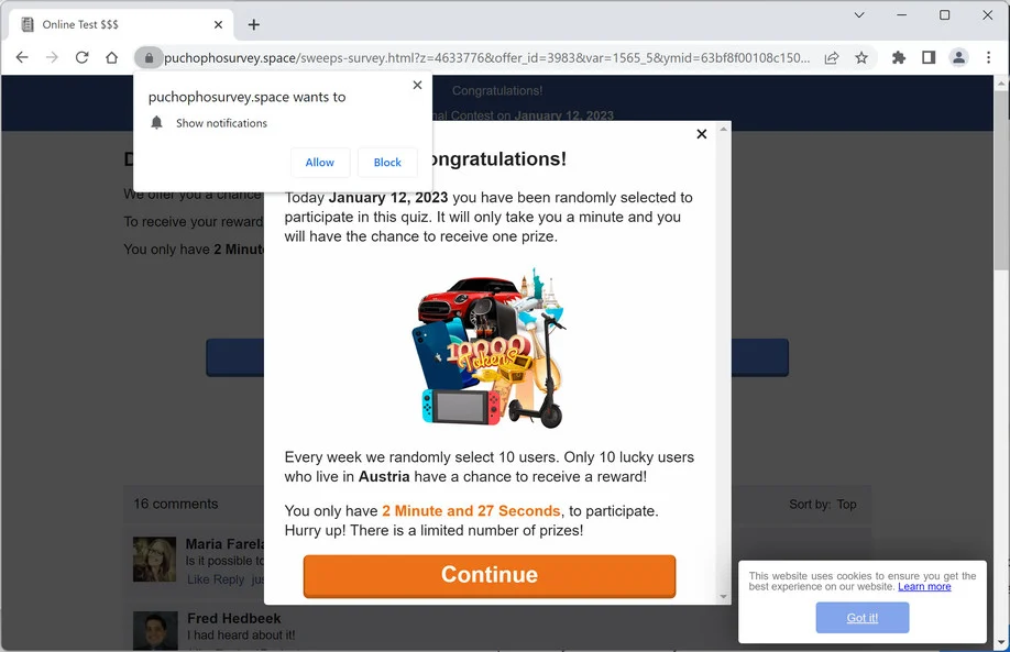 Image: Puchophosurvey.space Fake Amazon Survey