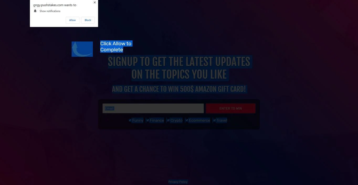 Remove Pushstakes.com pop-up ads (Virus Removal Guide) 1 Image: Chrome browser is redirected to Pushstakes.com