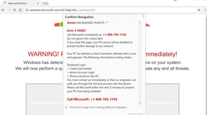 Your Browser Has Been Blocked Scam Virus