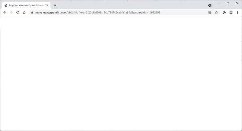  Image: Chrome browser is redirected to Movementsspentlist.com