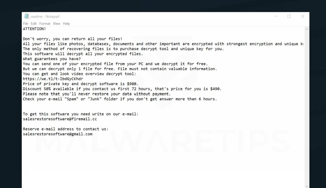 Remove Salesrestoresoftware@gmail.com ransomware (Virus Removal Guide) 1 Image: Salesrestoresoftware@gmail.com Ransomware