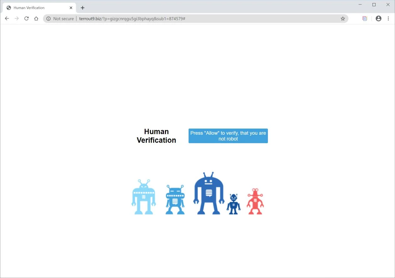 How to remove Terrout9.biz pop-up ads (Virus Removal Guide) 1 Image: Chrome browser is redirected to Terrout9.biz