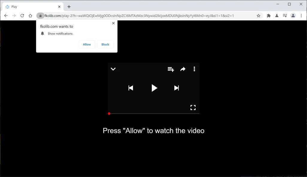 Image: Chrome browser is redirected to Fkolib.com