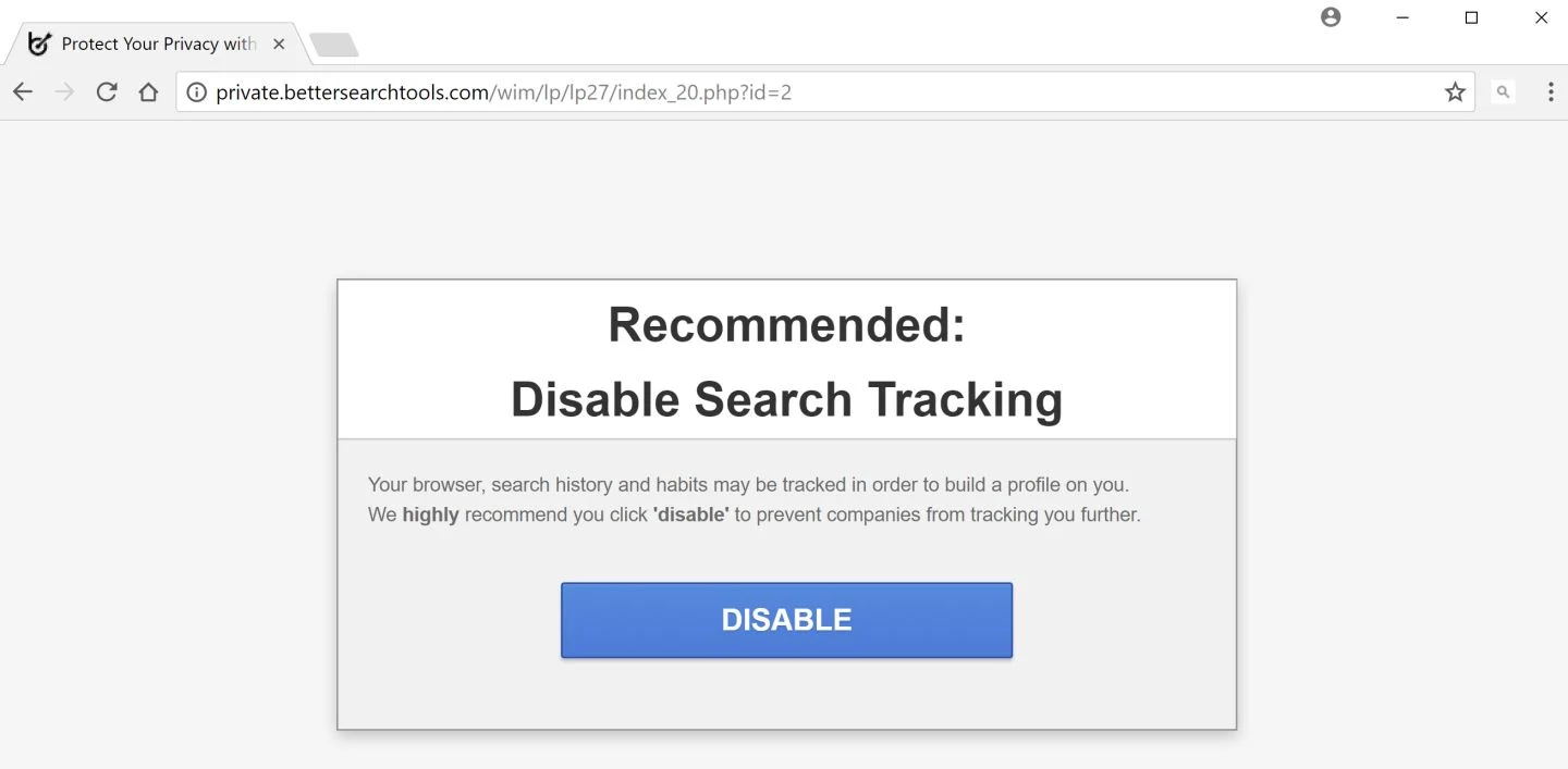 Disable Search Tracking Fake Alert Virus