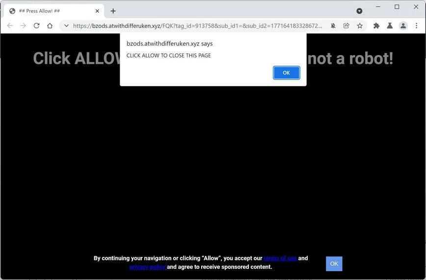 Image: Chrome browser is redirected to Atwithdifferuken.xyz