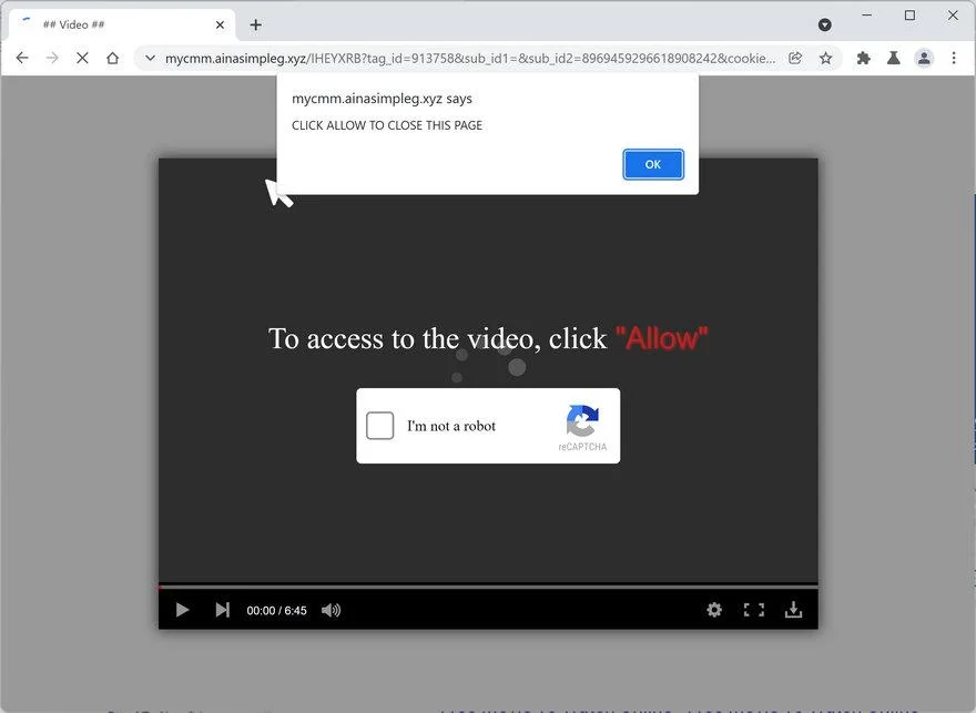 Remove Ainasimpleg.xyz pop-up ads (Virus Removal Guide) 1 Image: Chrome browser is redirected to Ainasimpleg.xyz