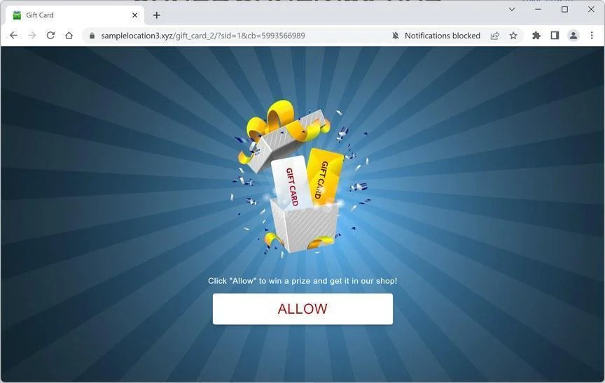 How to Remove Samplelocation3.xyz Pop-up Ads (Virus Removal Guide) 1 Image: Chrome browser is redirected to Samplelocation3.xyz