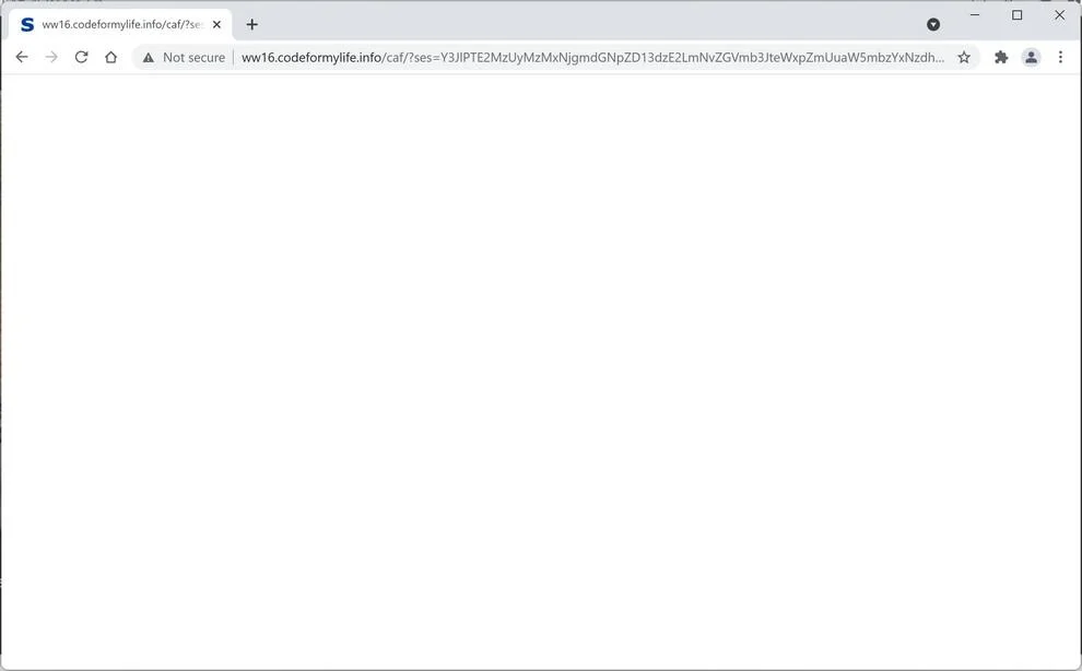 Image: Chrome browser is redirected to Codeformylife.info