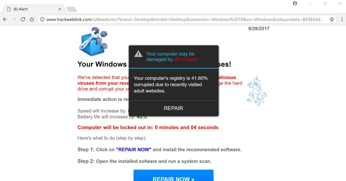 trackweblink.com scam virus