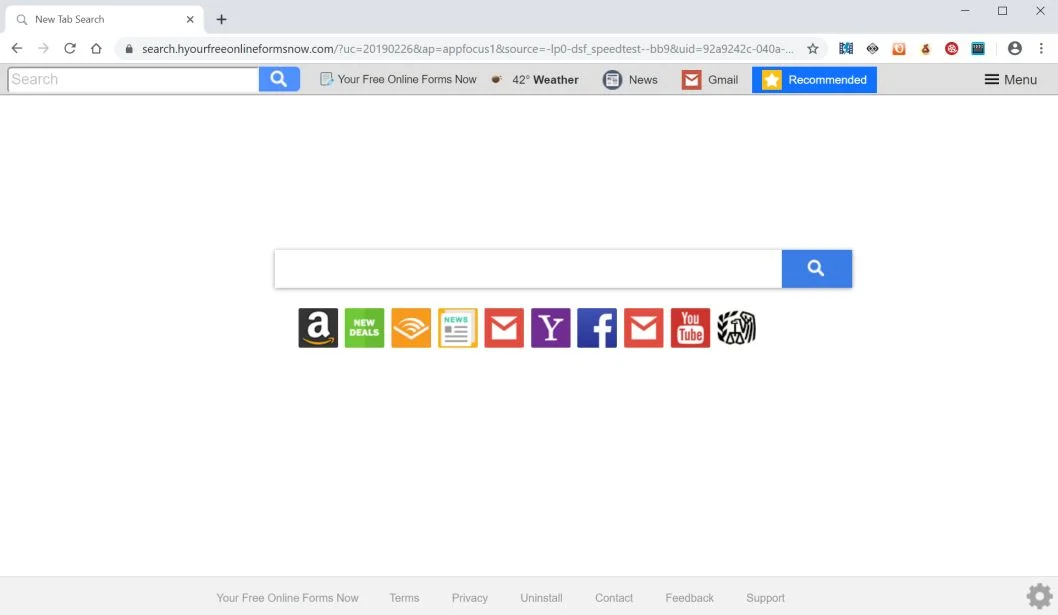 Remove Search.hyourfreeonlineformsnow.com redirect (Virus Removal Guide) 1 Image: Chrome browser is redirected to the search.hyourfreeonlineformsnow.com site
