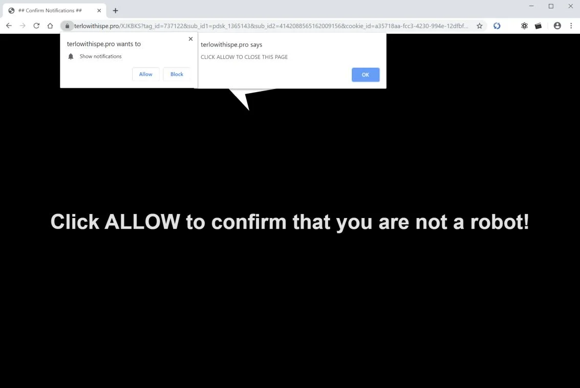 How to remove Terlowithispe.pro pop-up ads (Virus Removal Guide) 1 Image: Chrome browser is redirected to Terlowithispe.pro