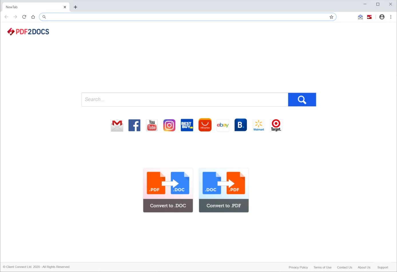 Remove PDF2Docs browser hijacker (Virus Removal Guide) 1 Image: Chrome browser is redirected to PDF2Docs