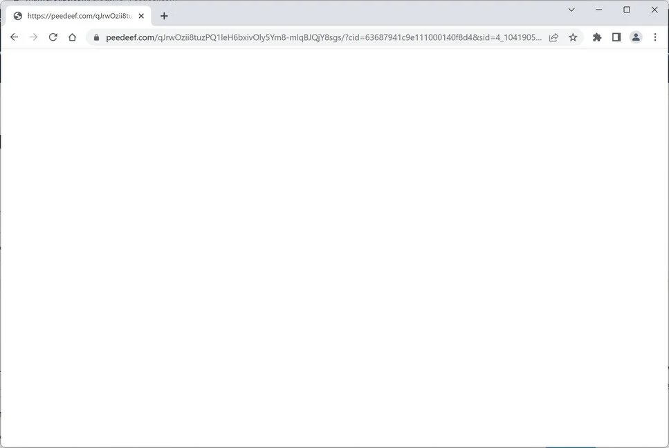 Image: Chrome browser is redirected to the Peedeef.com site