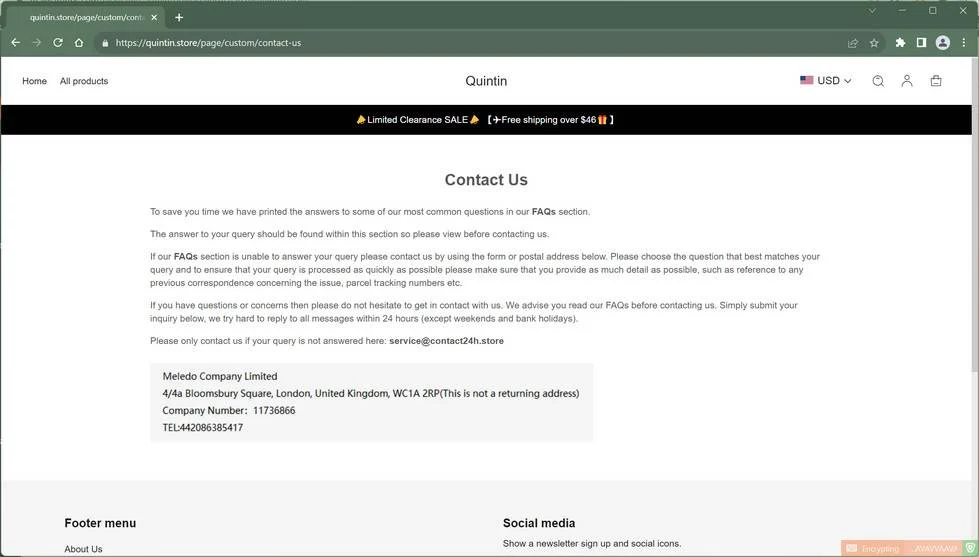 quintin.store scam