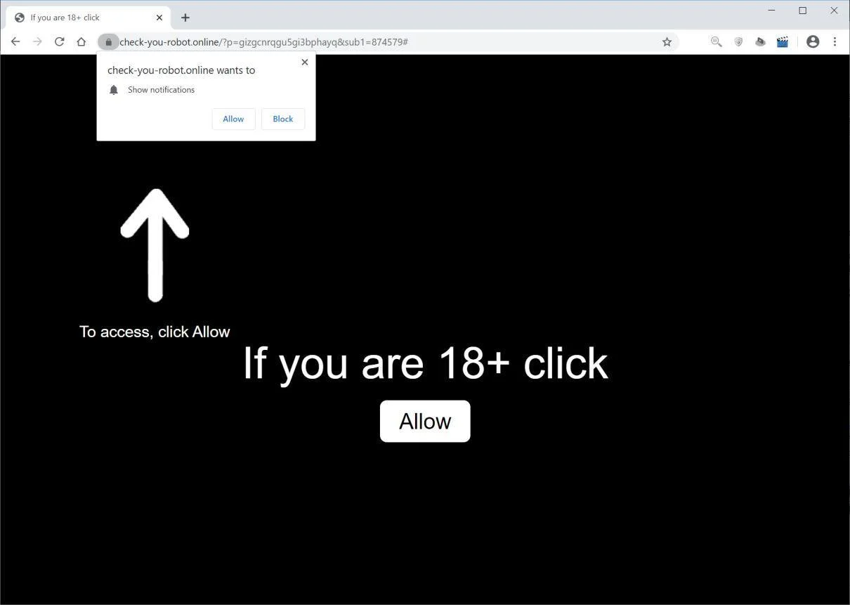 Remove Check-you-robot.online pop-up ads (Virus Removal Guide) 1 Image: Chrome browser is redirected to Check-you-robot.online