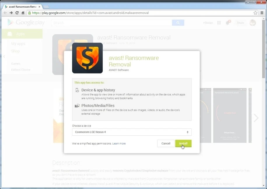 [Image: Install Avast Ransomware Removal on your Android phone]