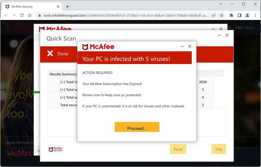 Remove Infodefenceguard.site Ads (Virus Removal Guide) 1 Image: Infodefenceguard.site Fale Alert