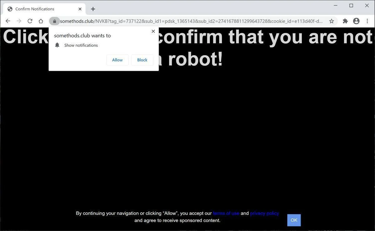 Remove Somethods.club pop-up ads (Virus Removal Guide) 1 Image: Chrome browser is redirected to Somethods.club