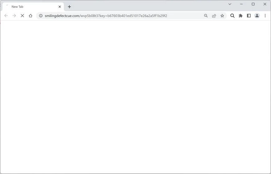 Image: Chrome browser is redirected to Smilingdefectcue.com