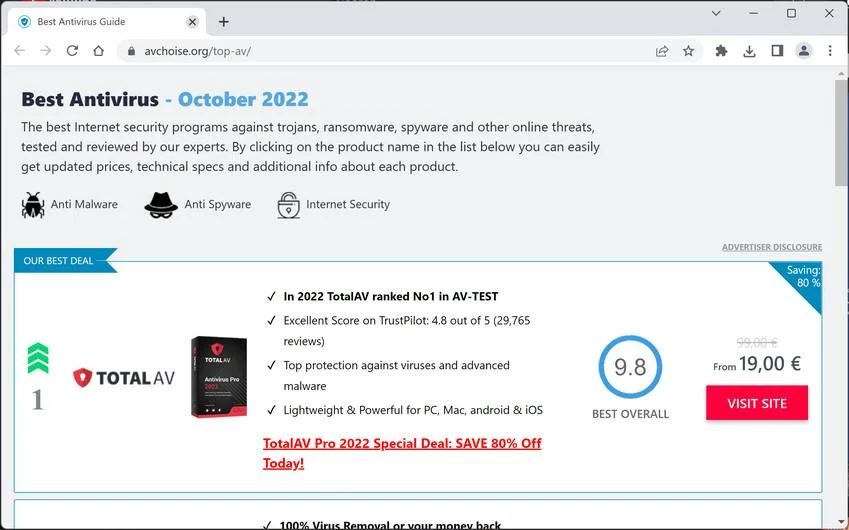 Remove Avchoise.org Ads (Virus Removal Guide) 1 Image: Avchoise.org browser redirect